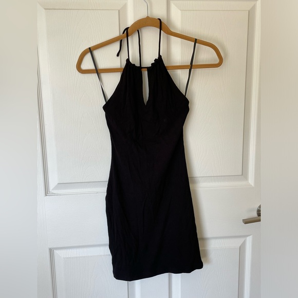 White Fox Black Bodycon Halter Dress - Picture 1 of 4